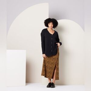 Known Supply Perla Maxi Skirt Large Fair Trade Certified Cheetah Print NWT